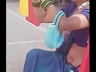 sexy aunty navel in saree in apartment